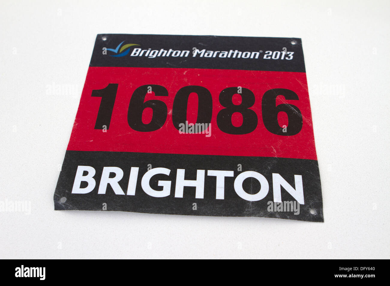 Brighton Marathon 2013 race bib. Stock Photo
