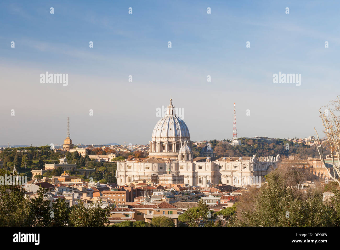 Saint Peter's basilica viewed from Gianicolo, the Janiculum hill, Rome, Italy Stock Photo