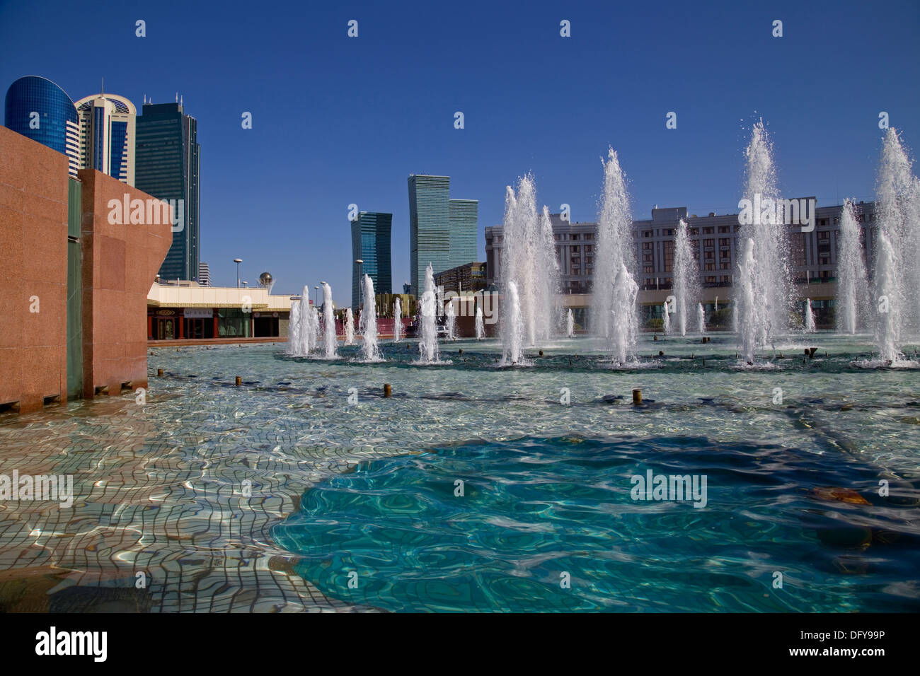 Astana  fountains in Kazakhstan Stock Photo