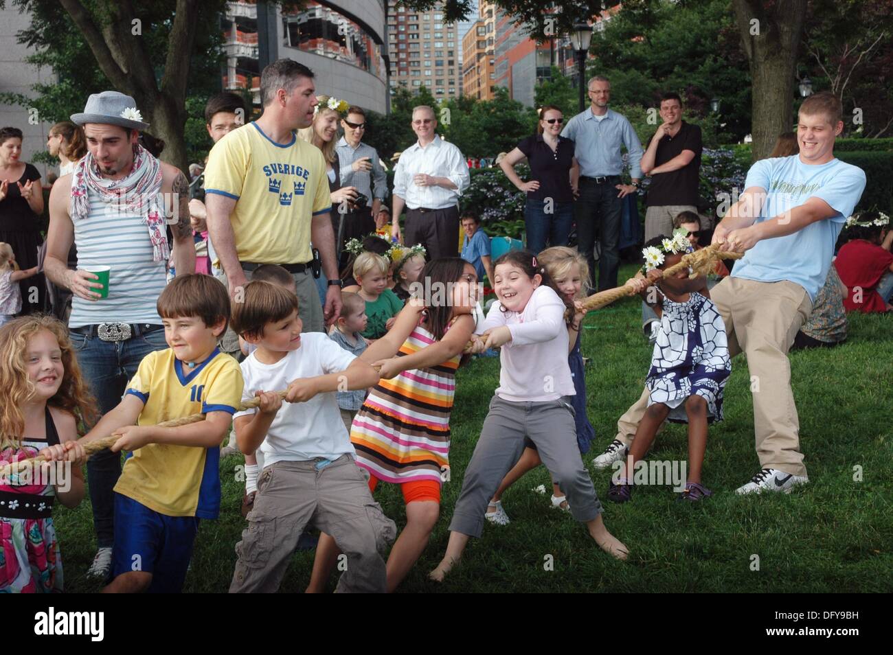New York City Usa Swedish American Kids In Battery Park Playing At