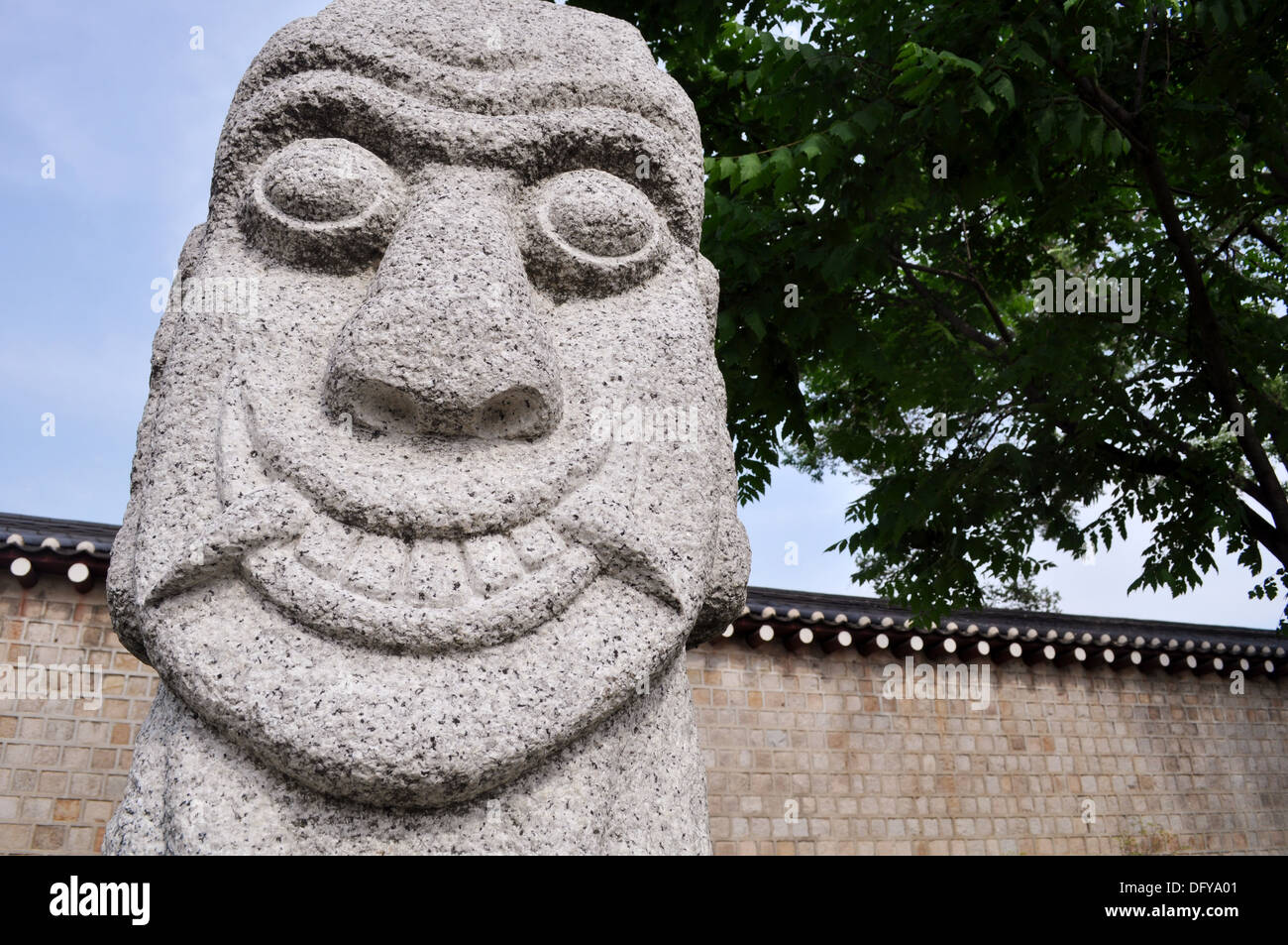 Seoul (South Korea) stone statues by the National Folk Museum; usually