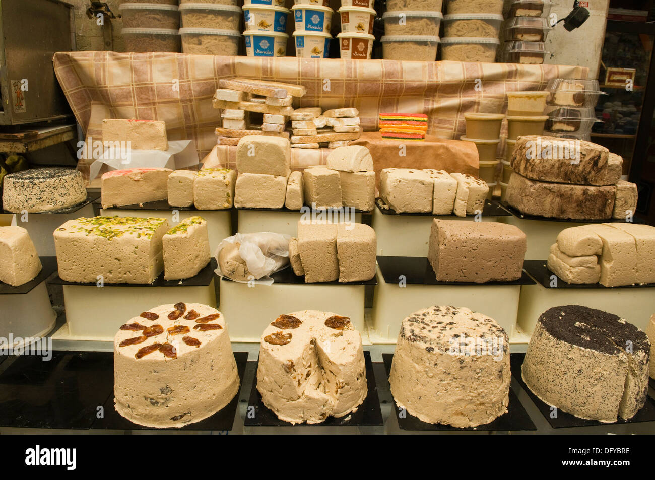 shop specializing in halva in the Mehane Yehuda market in Jerusalem