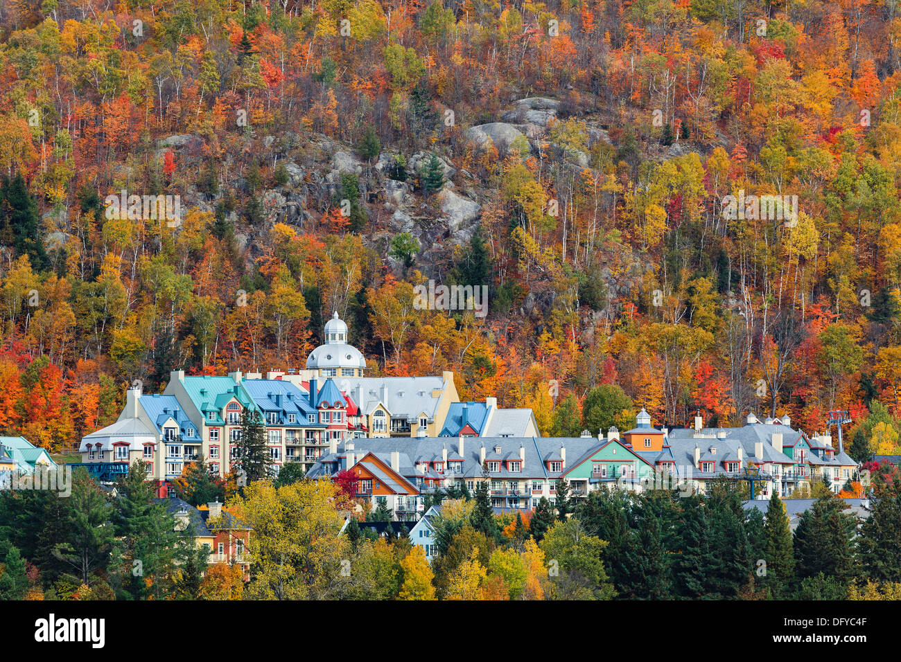 Mont Tremblant Village in autumn, Laurentians, Quebec, Canada Stock Photo