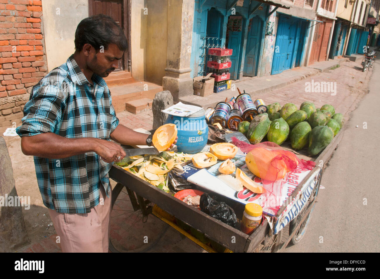 papaya vendor in Kathmandu, Nepal Stock Photo Alamy