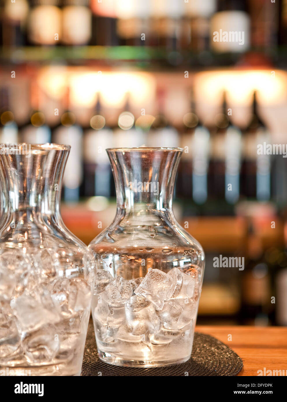 Water pitcher with ice Stock Photo