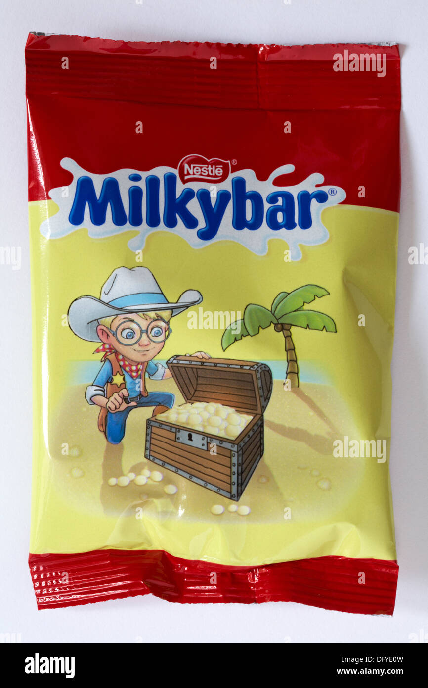 packet of treat size Nestle Milky Bar buttons chocolates isolated on