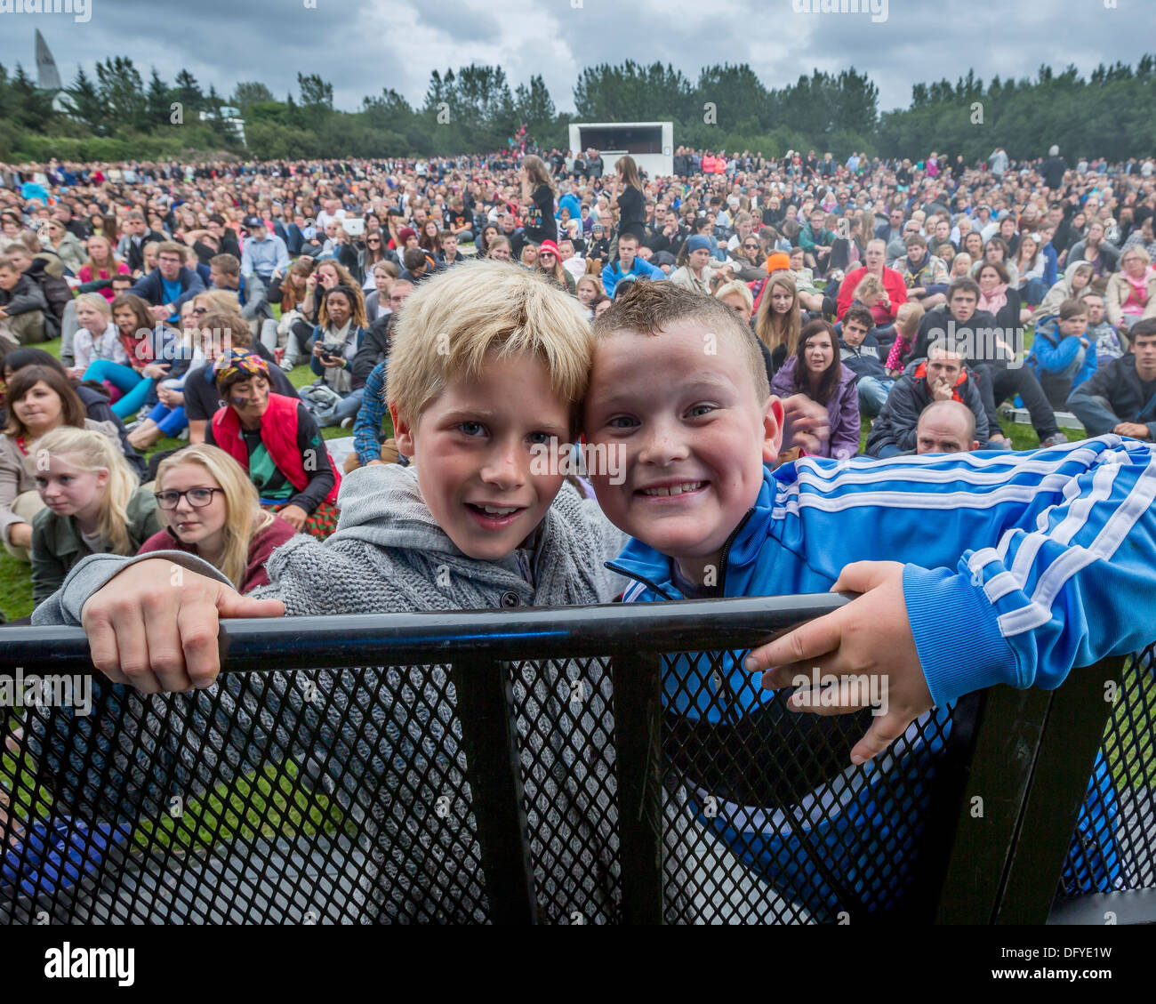 Summertime concert in the park, 'Of Monsters and Men', Reykjavik, Iceland Stock Photo