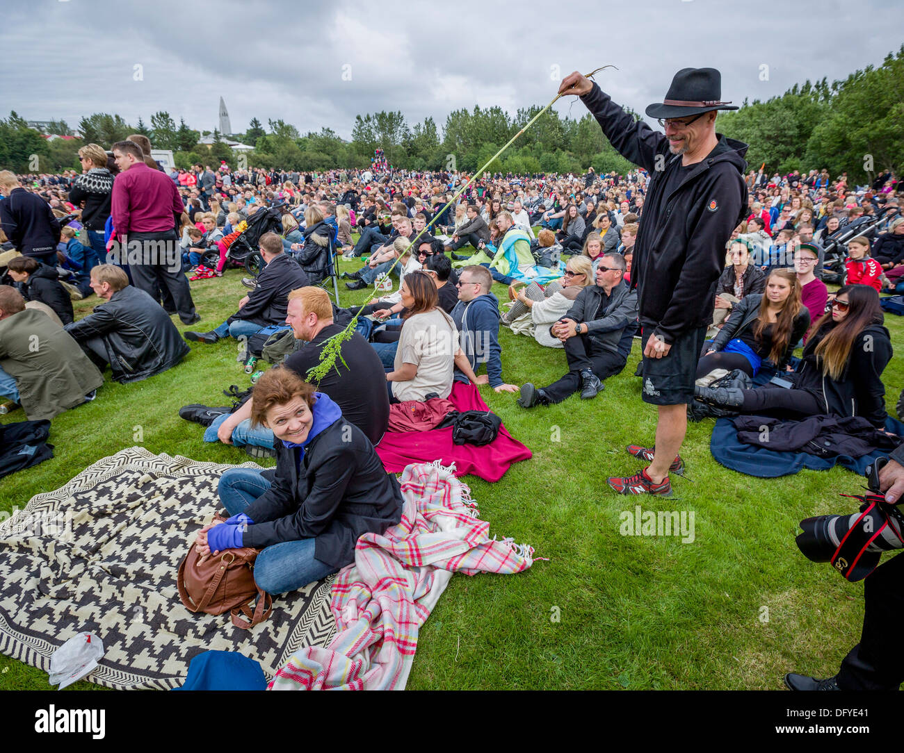 Summertime concert in the park, 'Of Monsters and Men', Reykjavik, Iceland Stock Photo