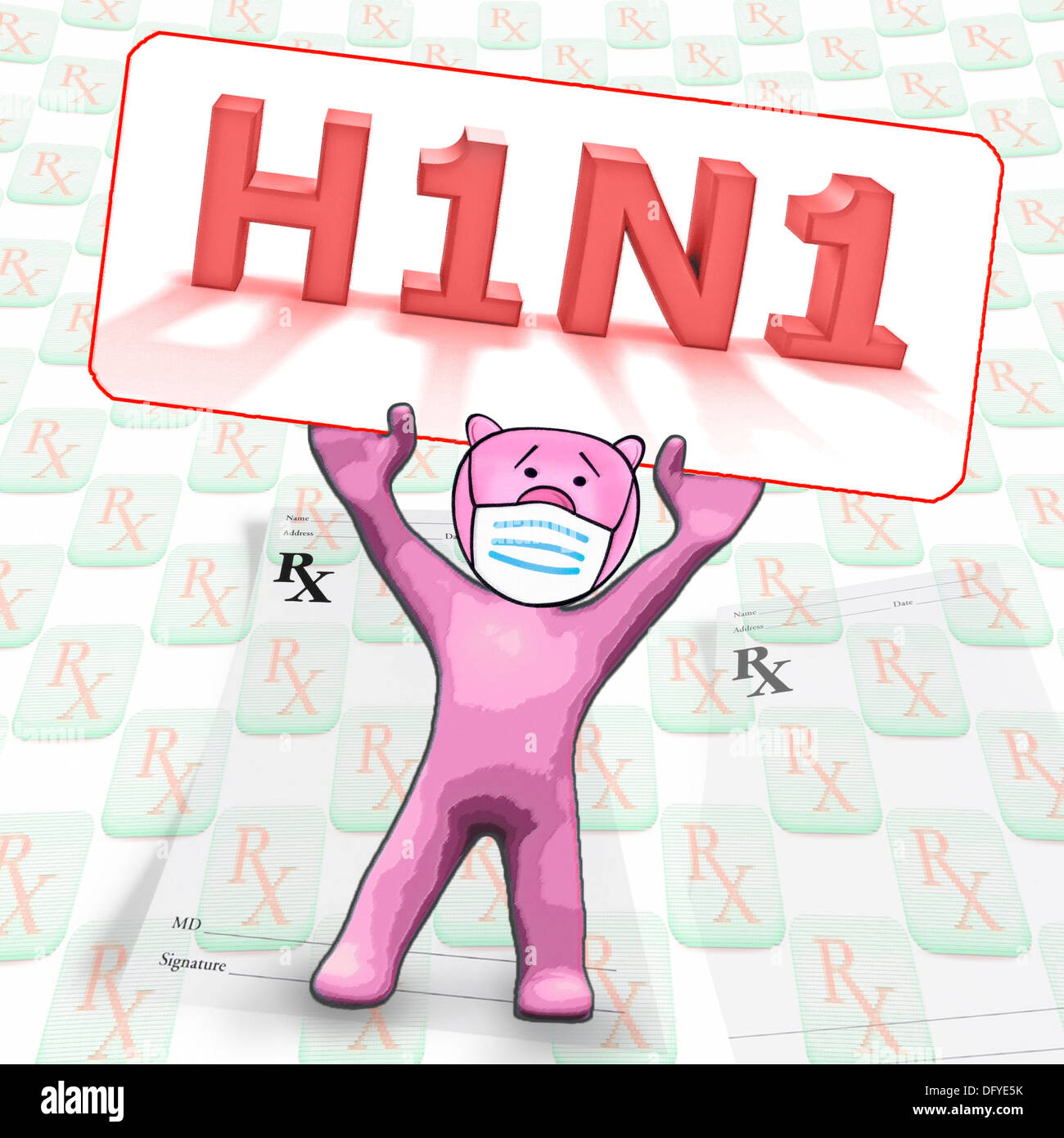 Protection from Swine flu, Concept Stock Photo
