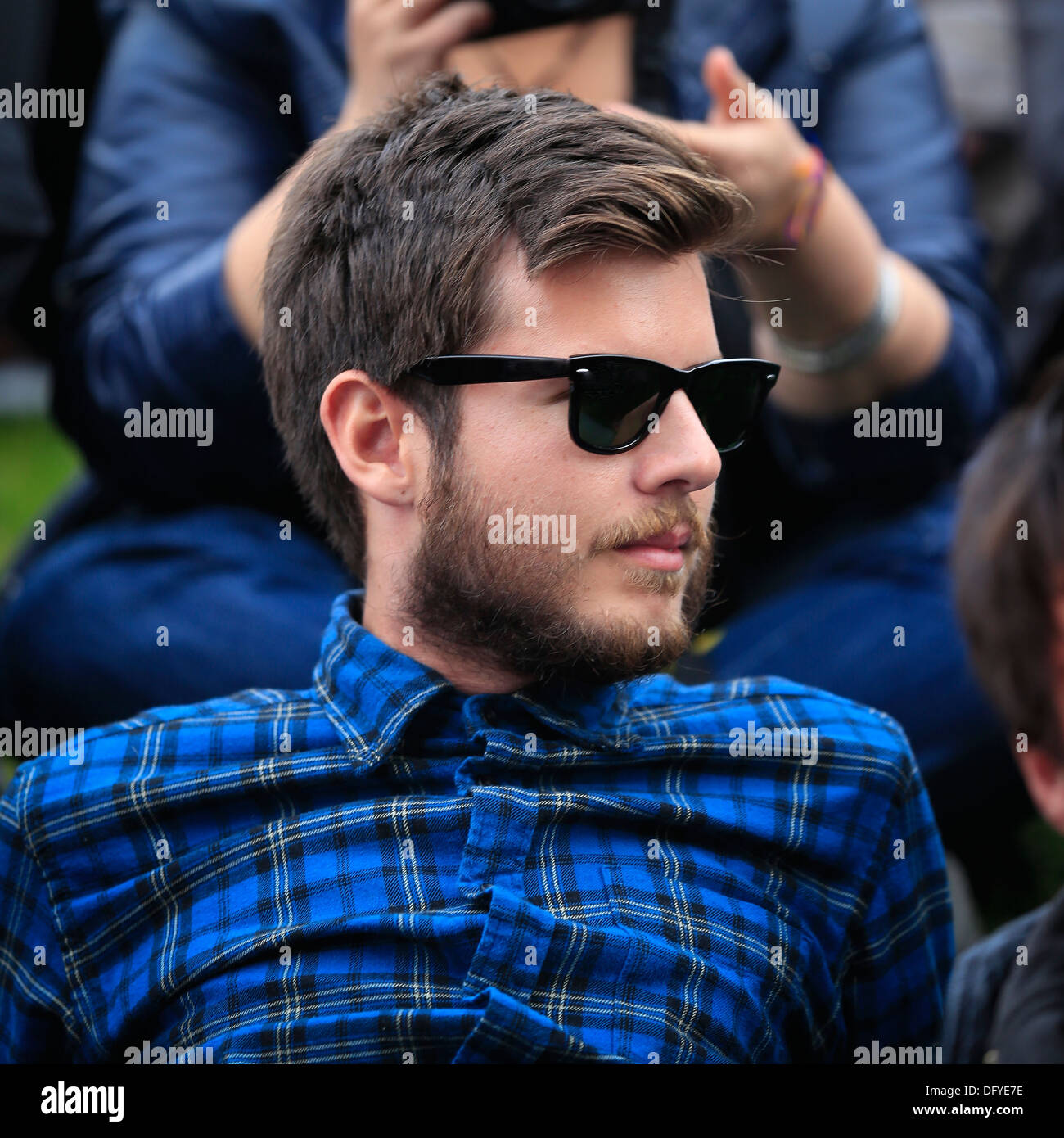 People at a concert in the park, 'Of Monsters and Men', Reykjavik, Iceland Stock Photo