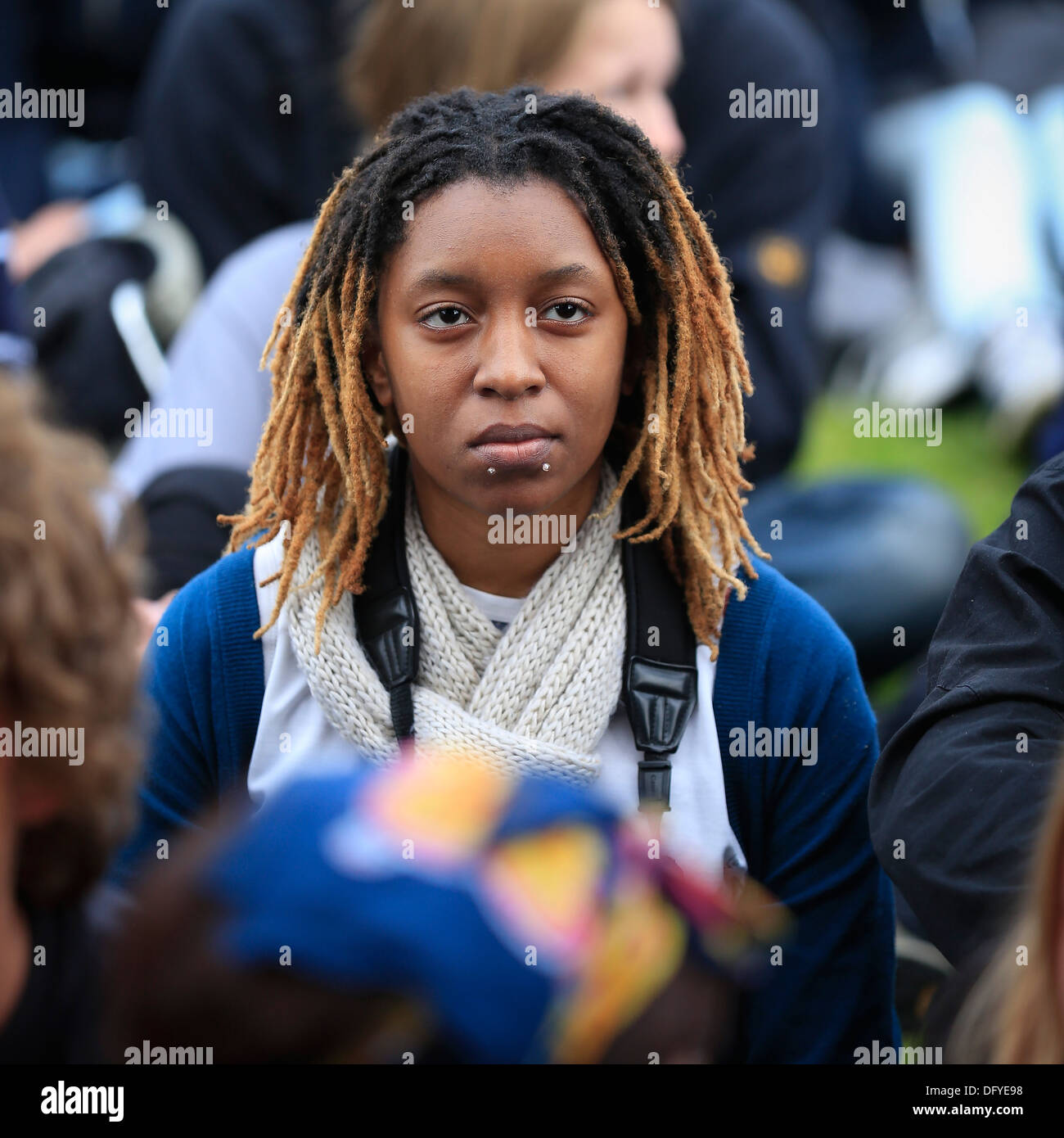 People at a concert in the park, 'Of Monsters and Men', Reykjavik, Iceland Stock Photo