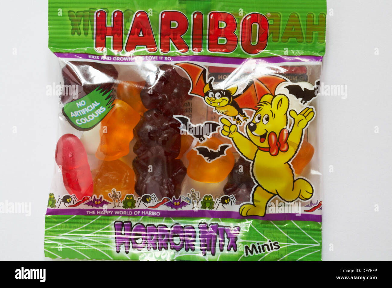 packet of Haribo Horror Mix minis sweets ready for Halloween set on white  background Stock Photo - Alamy