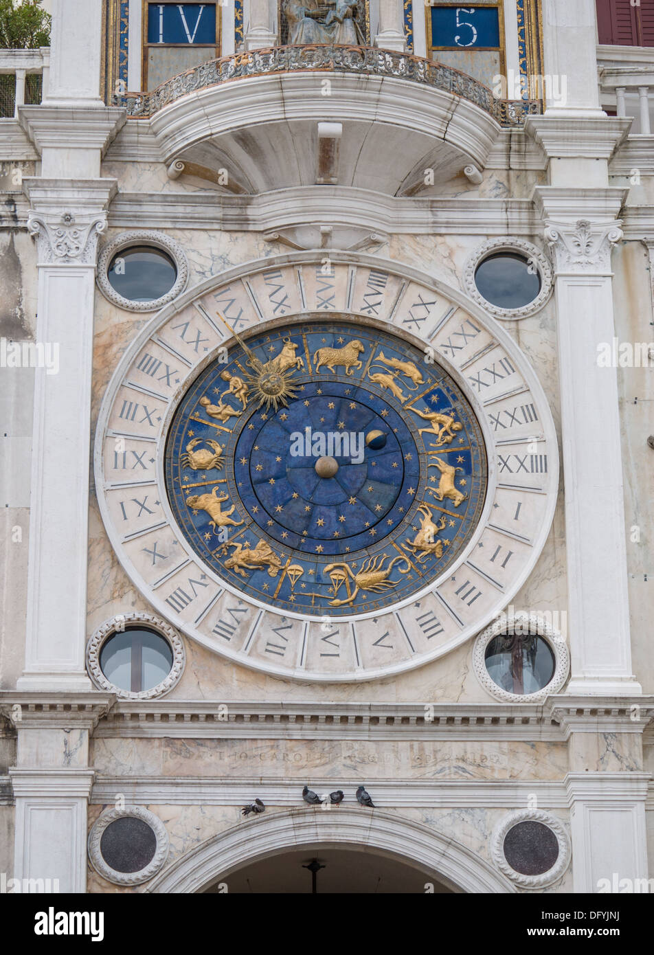 Astrological zodiac clock at St Marks Square in Venice Stock Photo