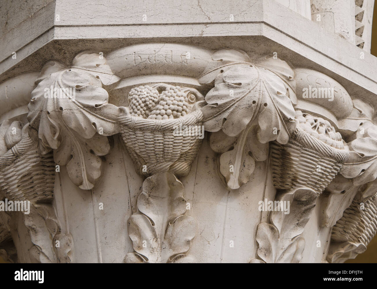 Column capital at Doge's Palace in Venice shows architectural details