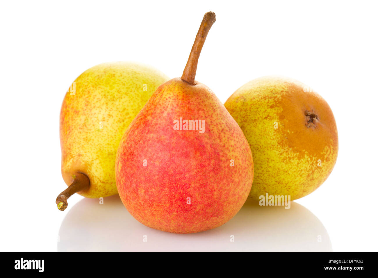Three ripe pears isolated on white background Stock Photo