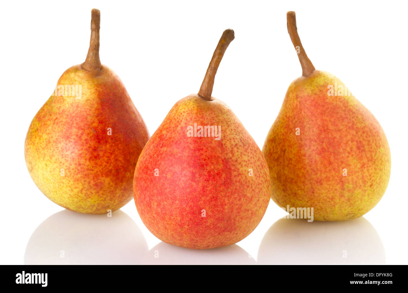 Three ripe pears isolated on white background Stock Photo