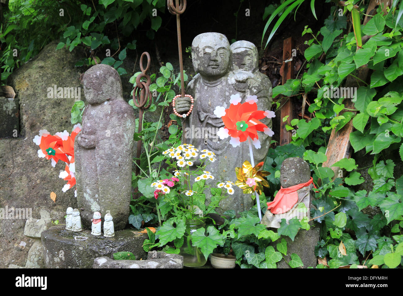 Jizo statues, Japan near the mountain pathway Stock Photo Alamy