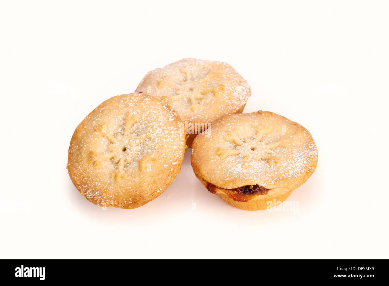 Sweet Christmas mince pies on a white background. Stock Photo