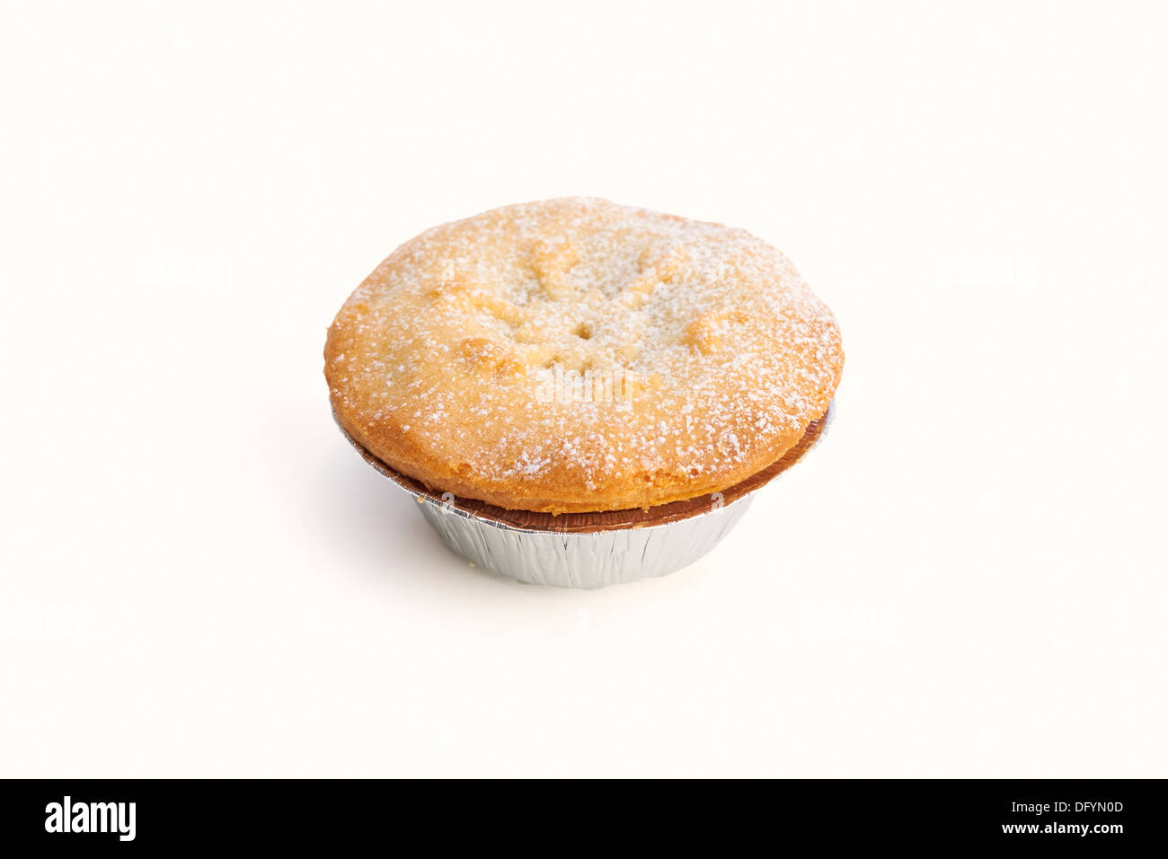 A sweet Christmas mince pie on a white background. Stock Photo