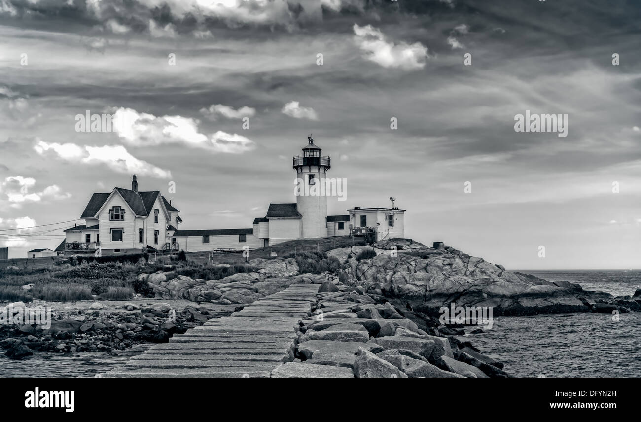 The lighthouse and the living quarters are shown in this image from ...