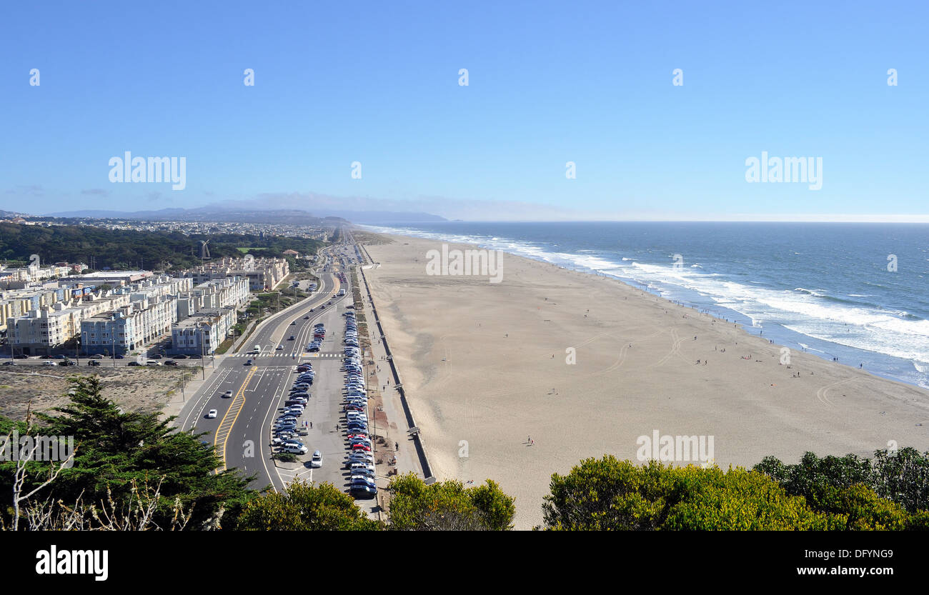 Great Highway along Ocean Beach, San Francisco Stock Photo