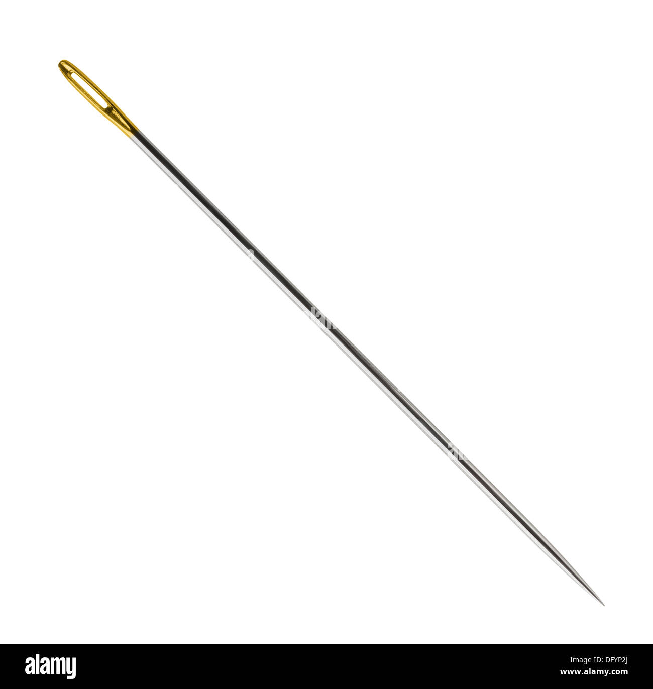 Steel sewnig needle isolated on white Stock Photo