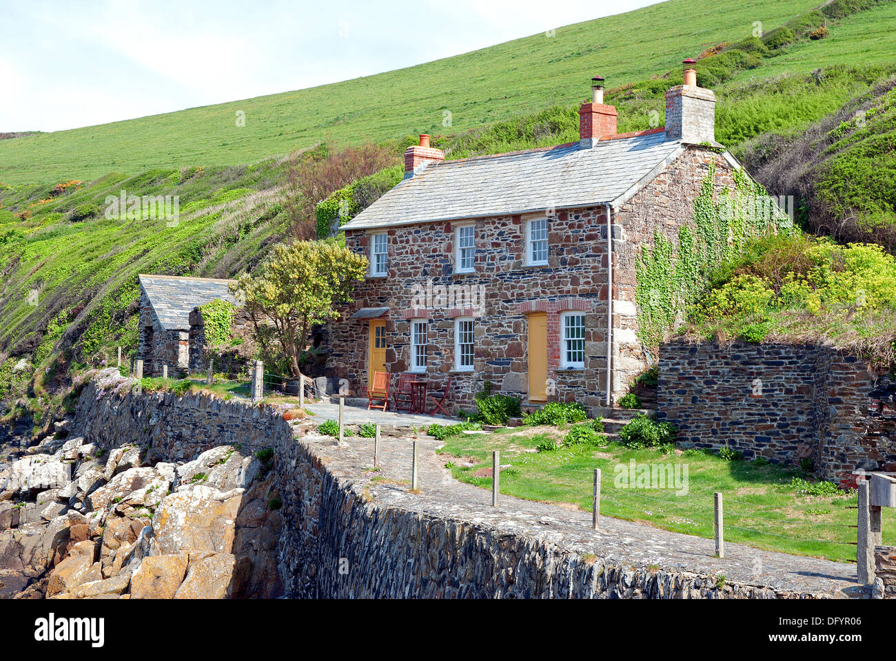 a holiday cottage at port quin in cornwall, uk Stock Photo