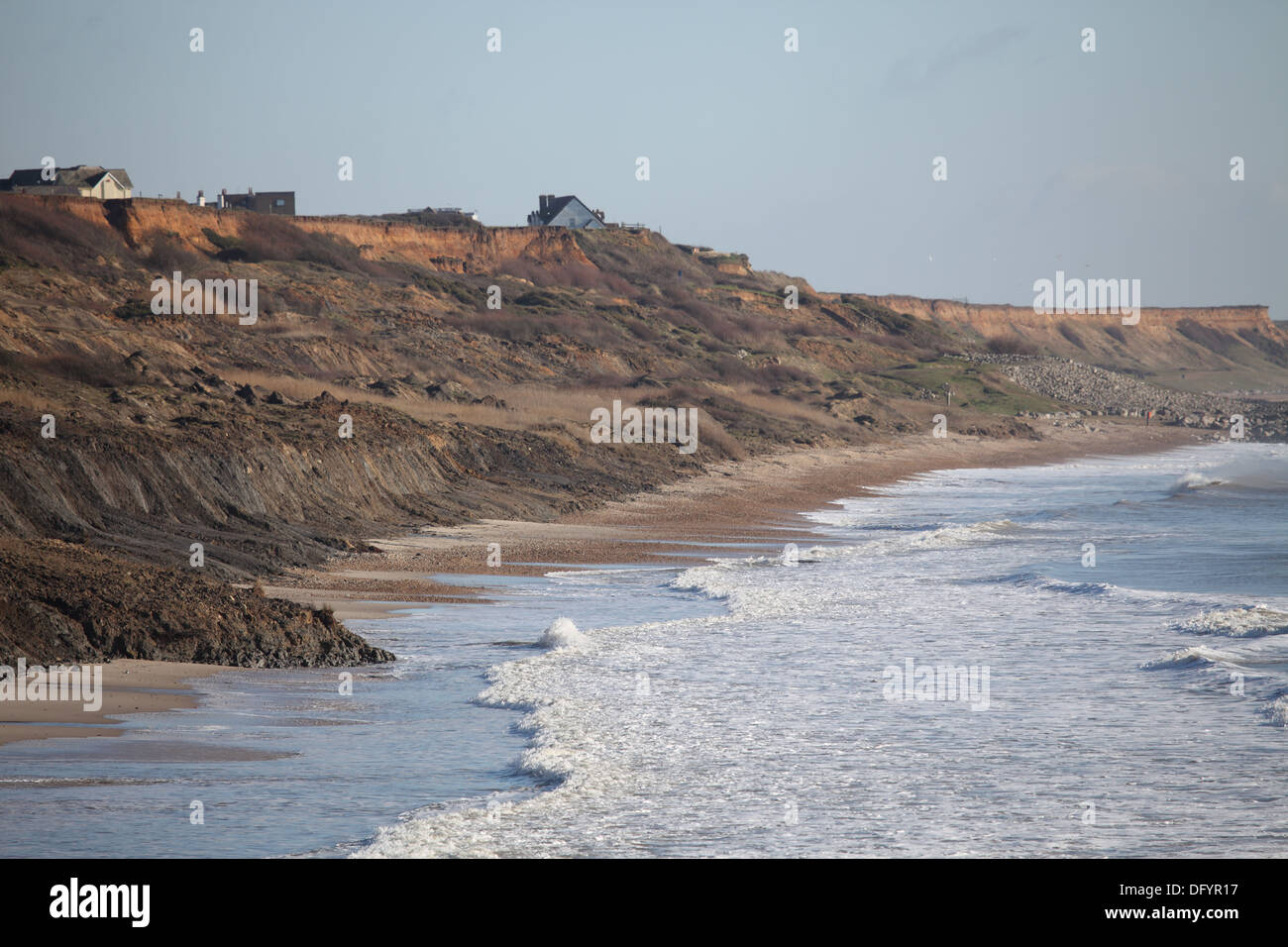 Cliff erosion at Highcliffe Beach, Dorset Stock Photo