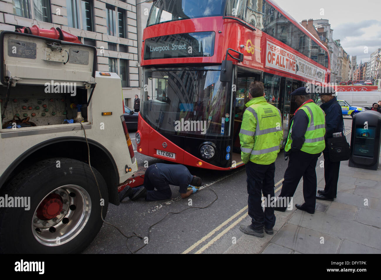 A new model of Routemaster bus has broken down and disrupts traffic in ...