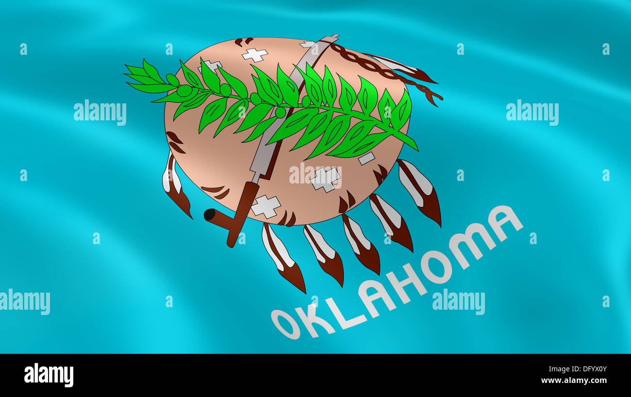 Oklahoman flag in the wind. Part of a series. Stock Photo