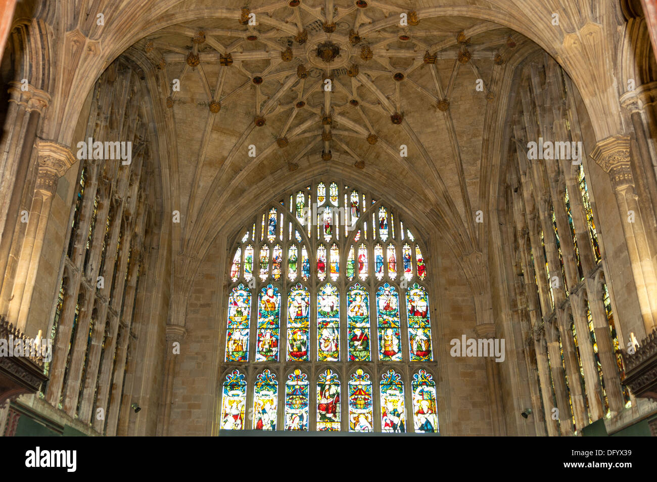 Lady Chapel Stained Glass Window, Winchester Cathedral, Winchester, Hampshire, England Stock