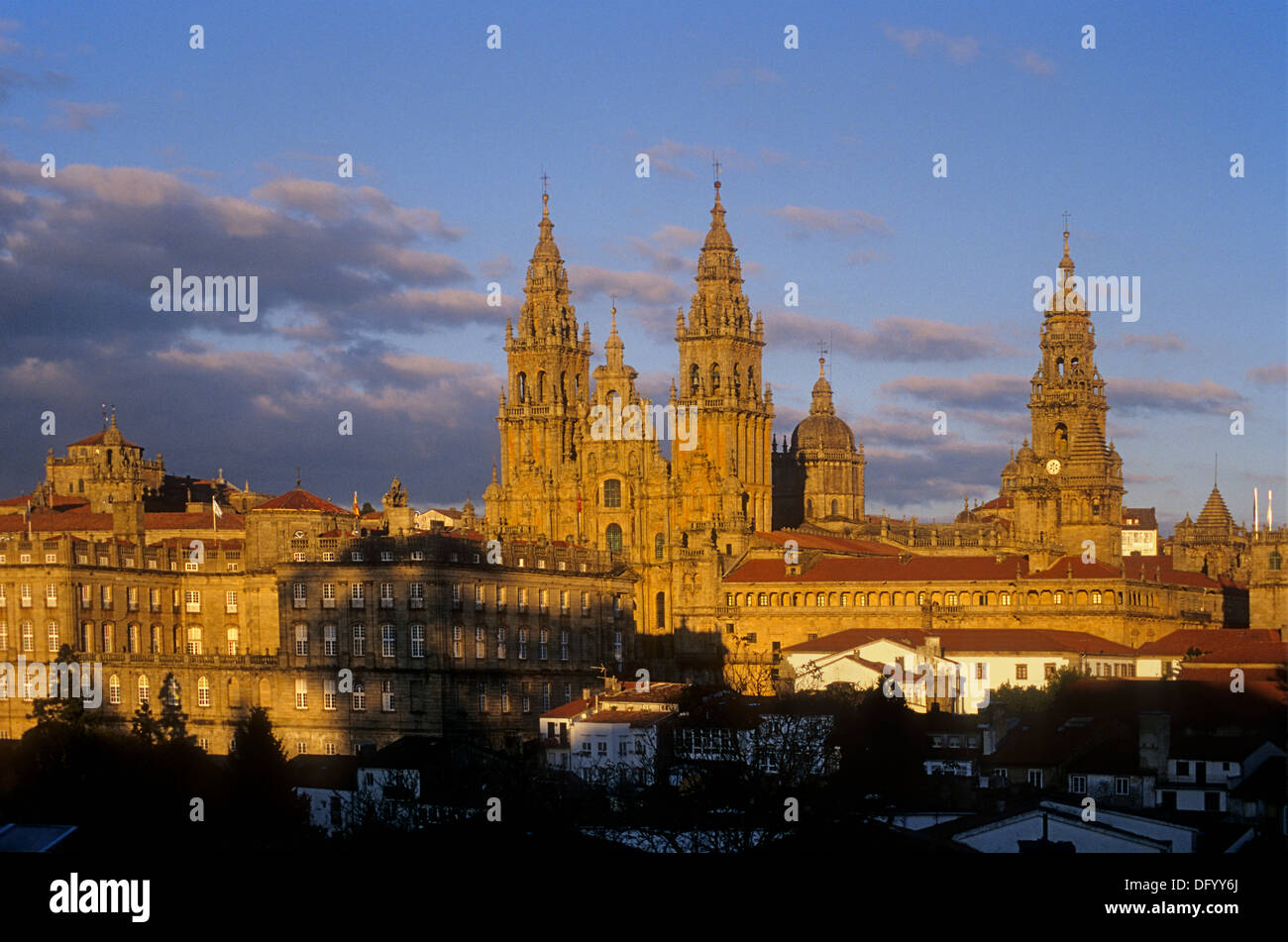 Cathedral and old city. Santiago de Compostela.CoruÃ±a province.Spain. Camino de Santiago Stock Photo