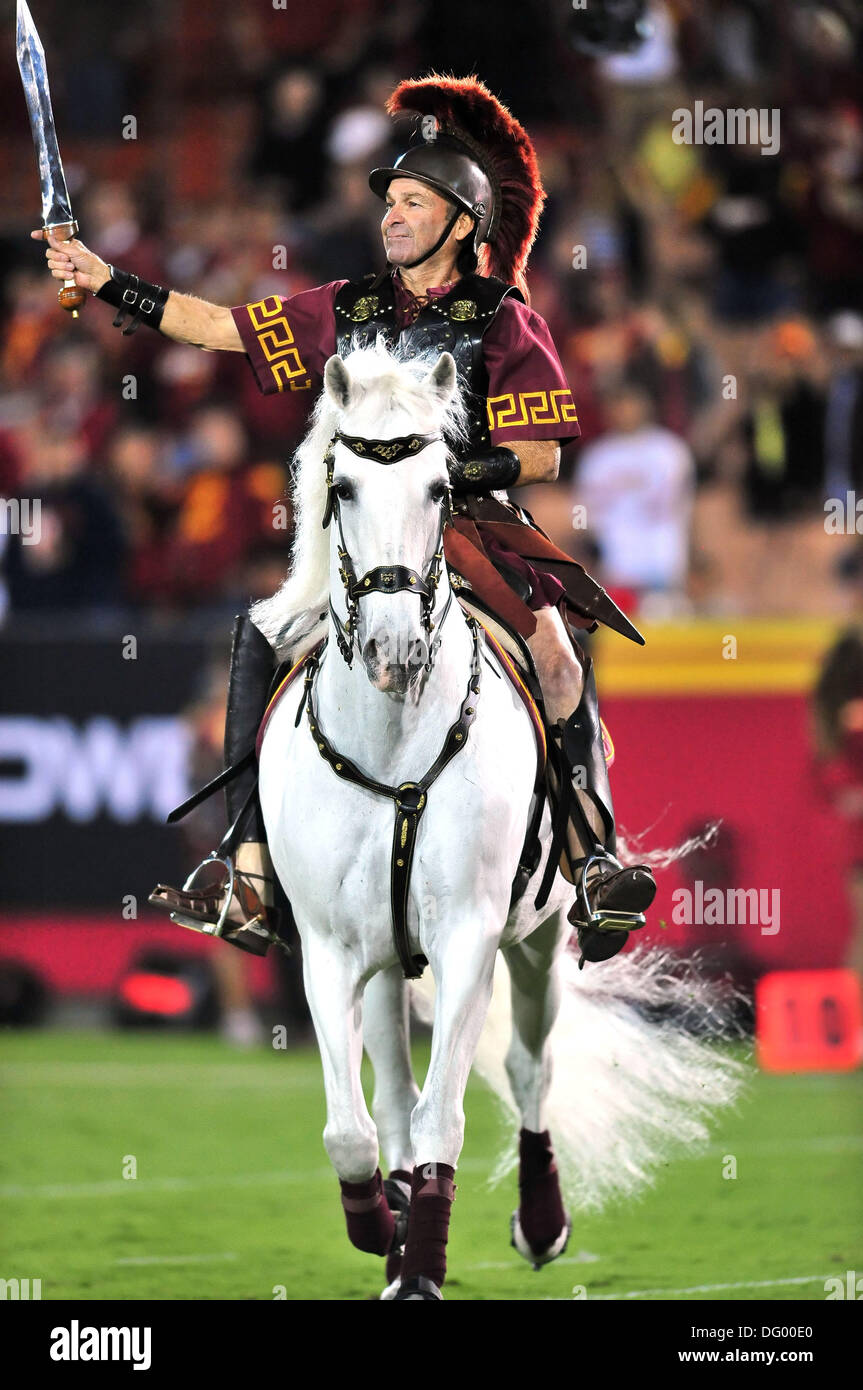 October 10, 2013 Los Angeles, CA.USC Trojans Mascot Tommy Trojan before the NCAA Football game between the USC Trojans and the Arizona Wildcats at the Coliseum in Los Angeles, California.Louis Lopez/CSM Stock Photo