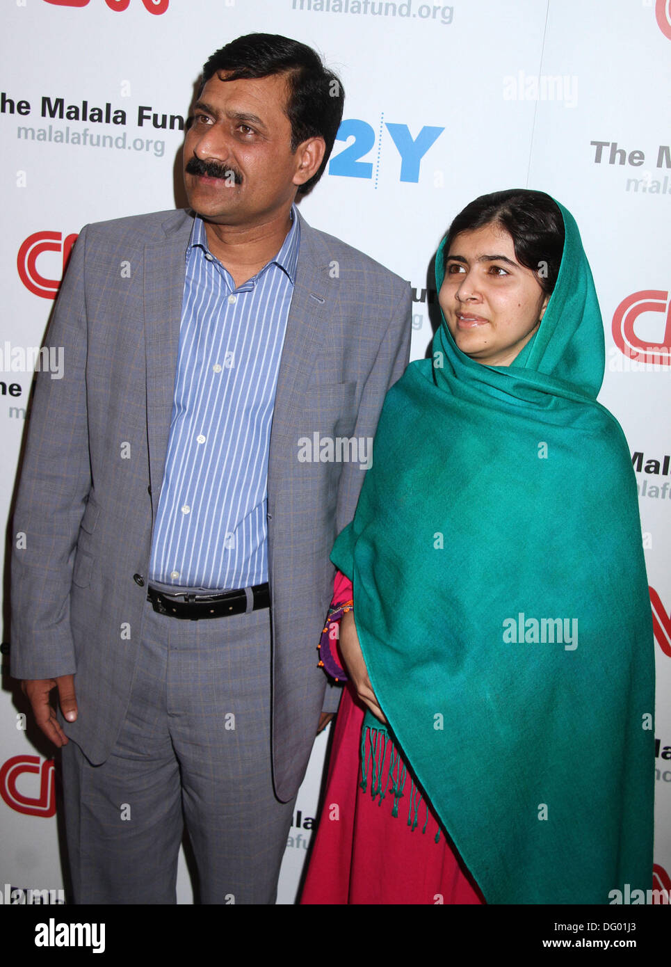 New York, USA. 10th Oct, 2013. ZIAUDDIN YOUSAFZAI and his daughter ...