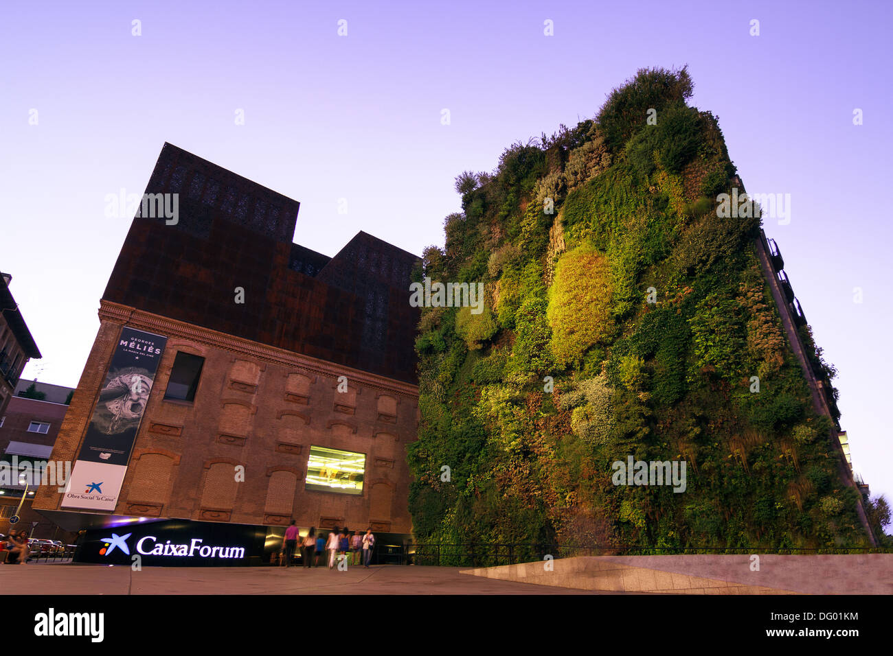 Caixa Forum Madrid is a museum and cultural center. It is sponsored by La Caixa. Facade of plants by botanist Patrick Blanc Stock Photo