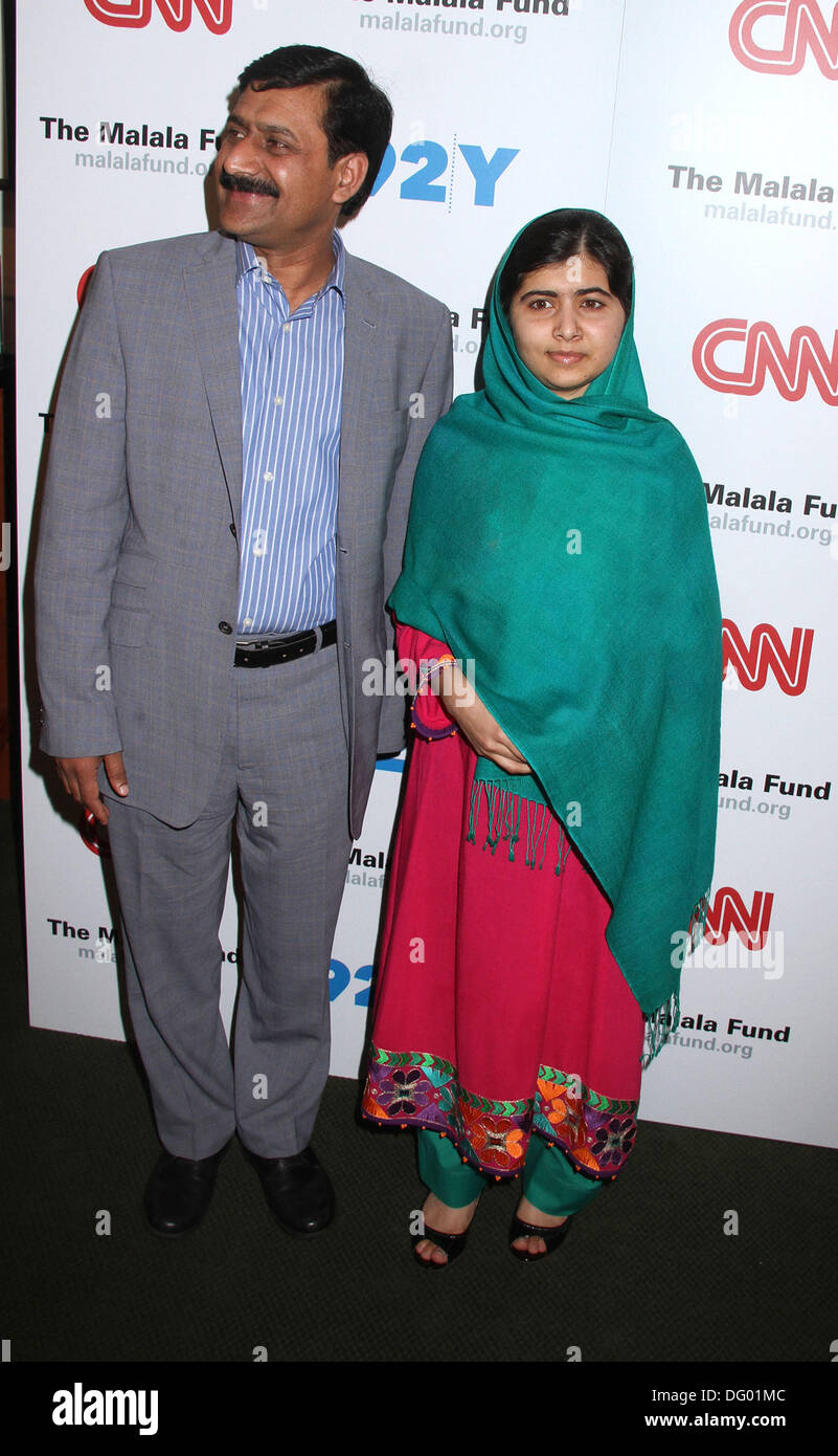 New York, USA. 10th Oct, 2013. ZIAUDDIN YOUSAFZAI and his daughter ...