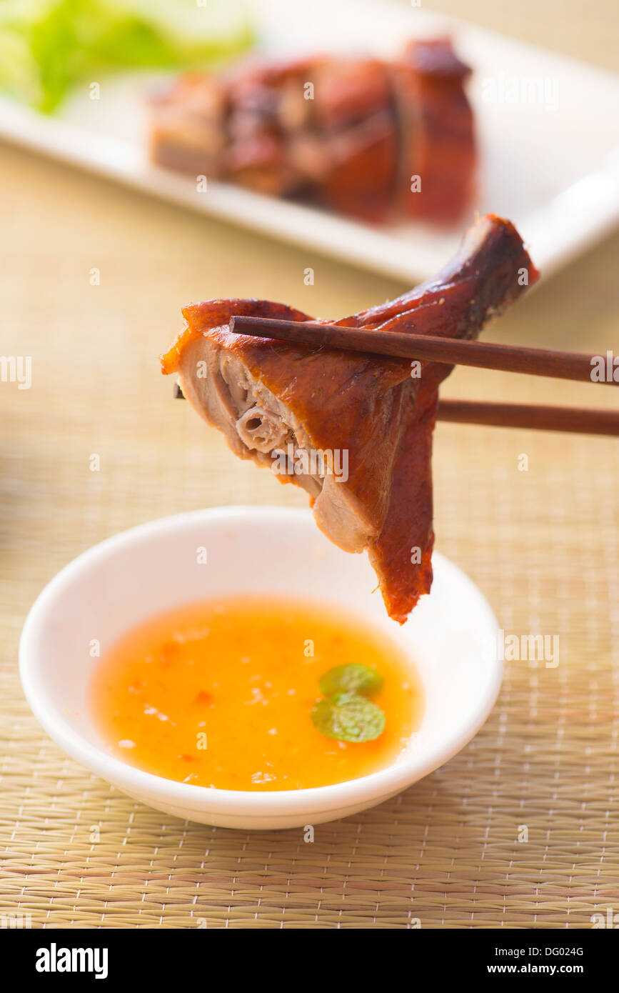 Chinese asian roast duck with chopstick and sauce Stock Photo - Alamy