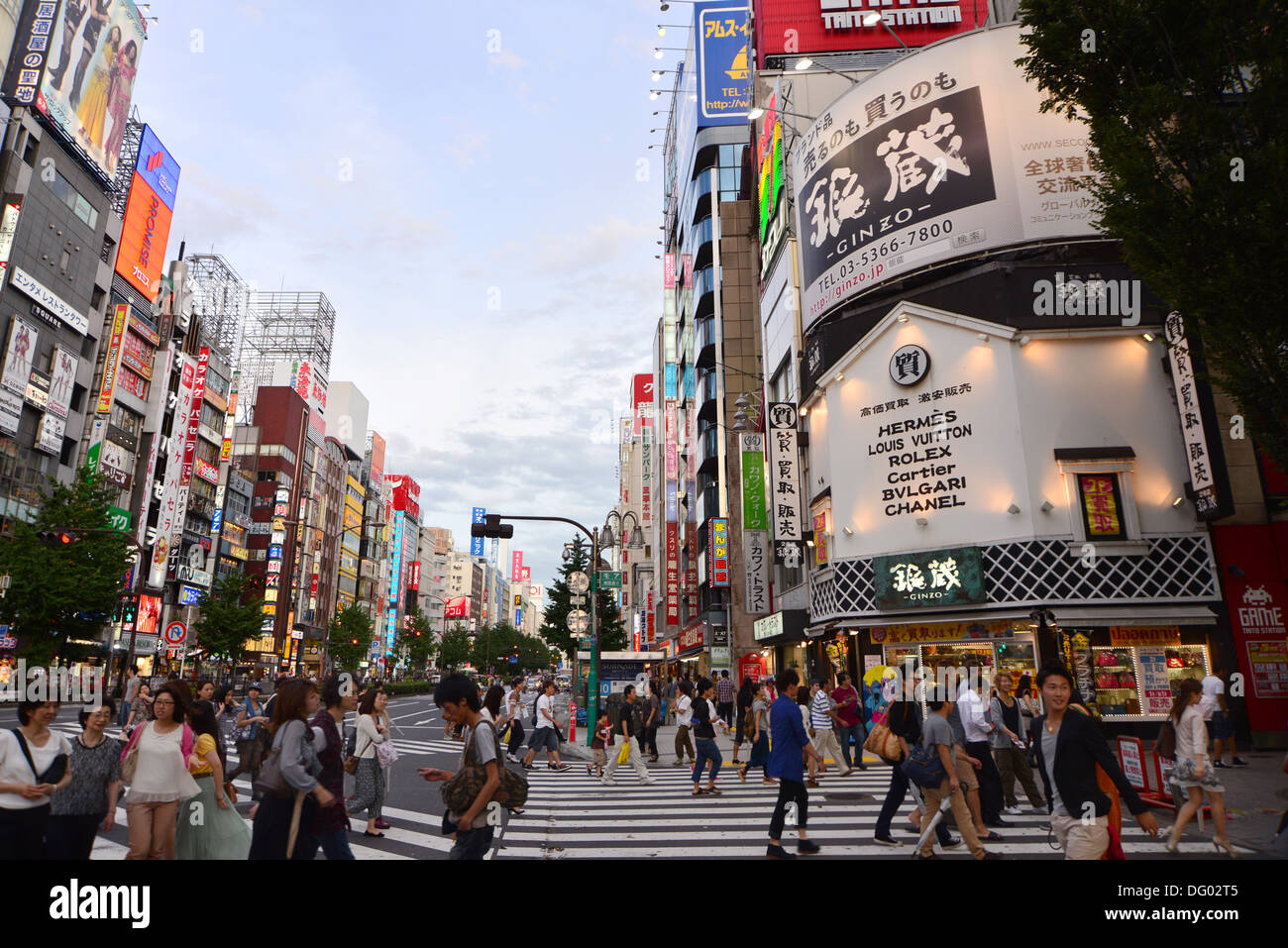 Street view of Shinjuku at central Tokyo Stock Photo