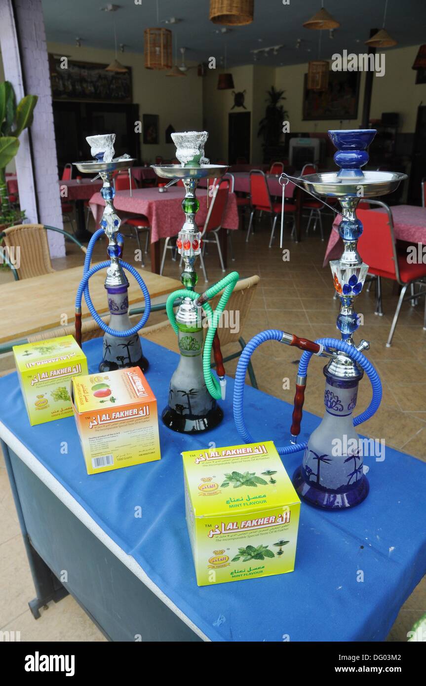 Batu Feringgi, Penang (Malaysia) hookah waterpipes in a café Stock