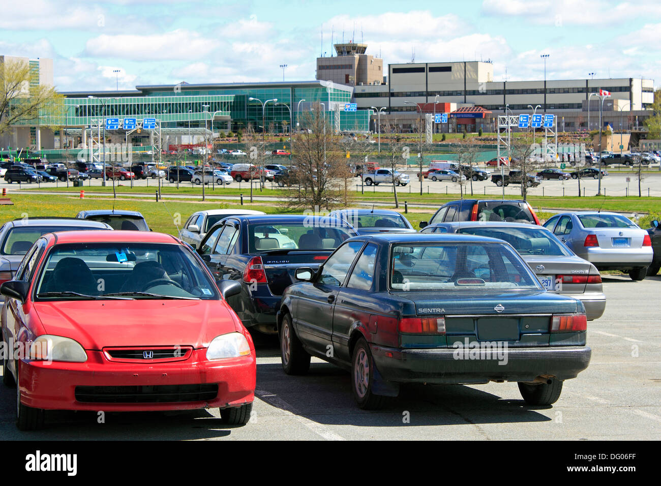 Parking lot, Halifax International Airport, Nova Scotia, Canada Stock