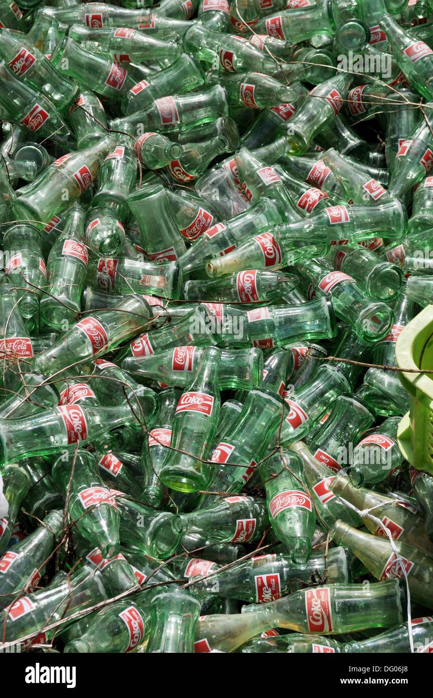 Yomitan, Okinawa, Japan CocaCola used bottles, to be recycled at Niji