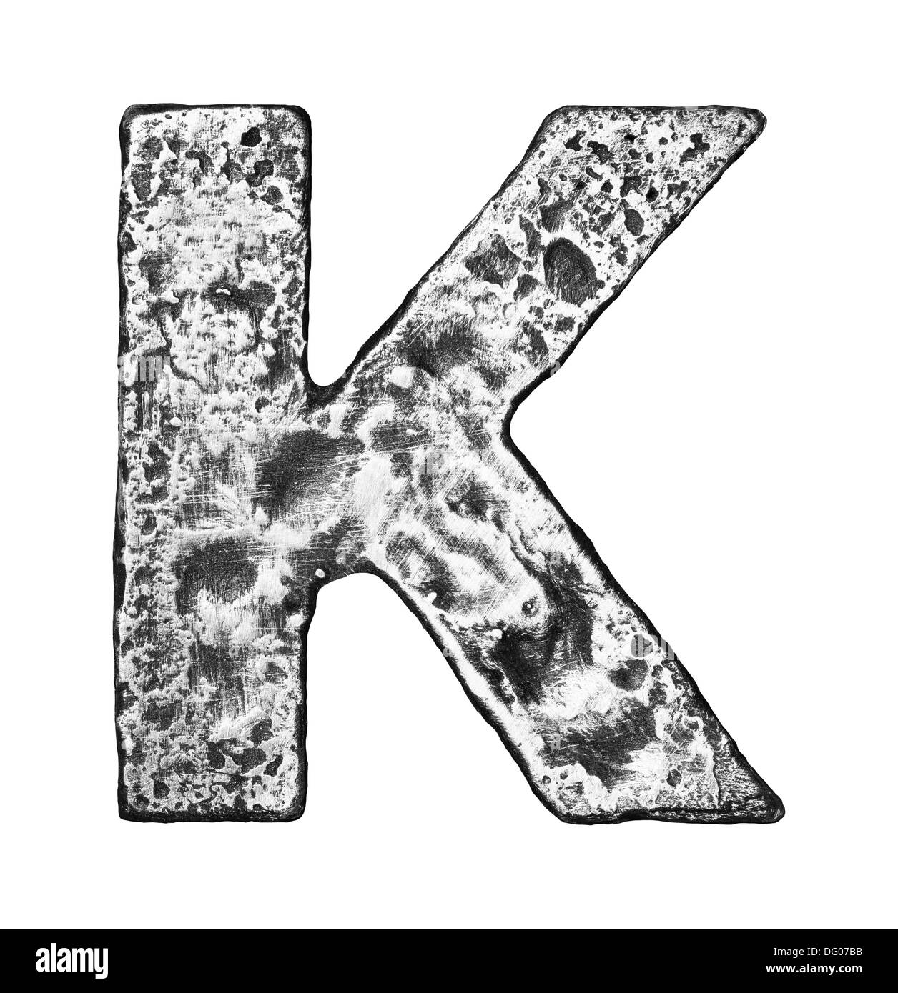 Metal alloy alphabet letter K Stock Photo