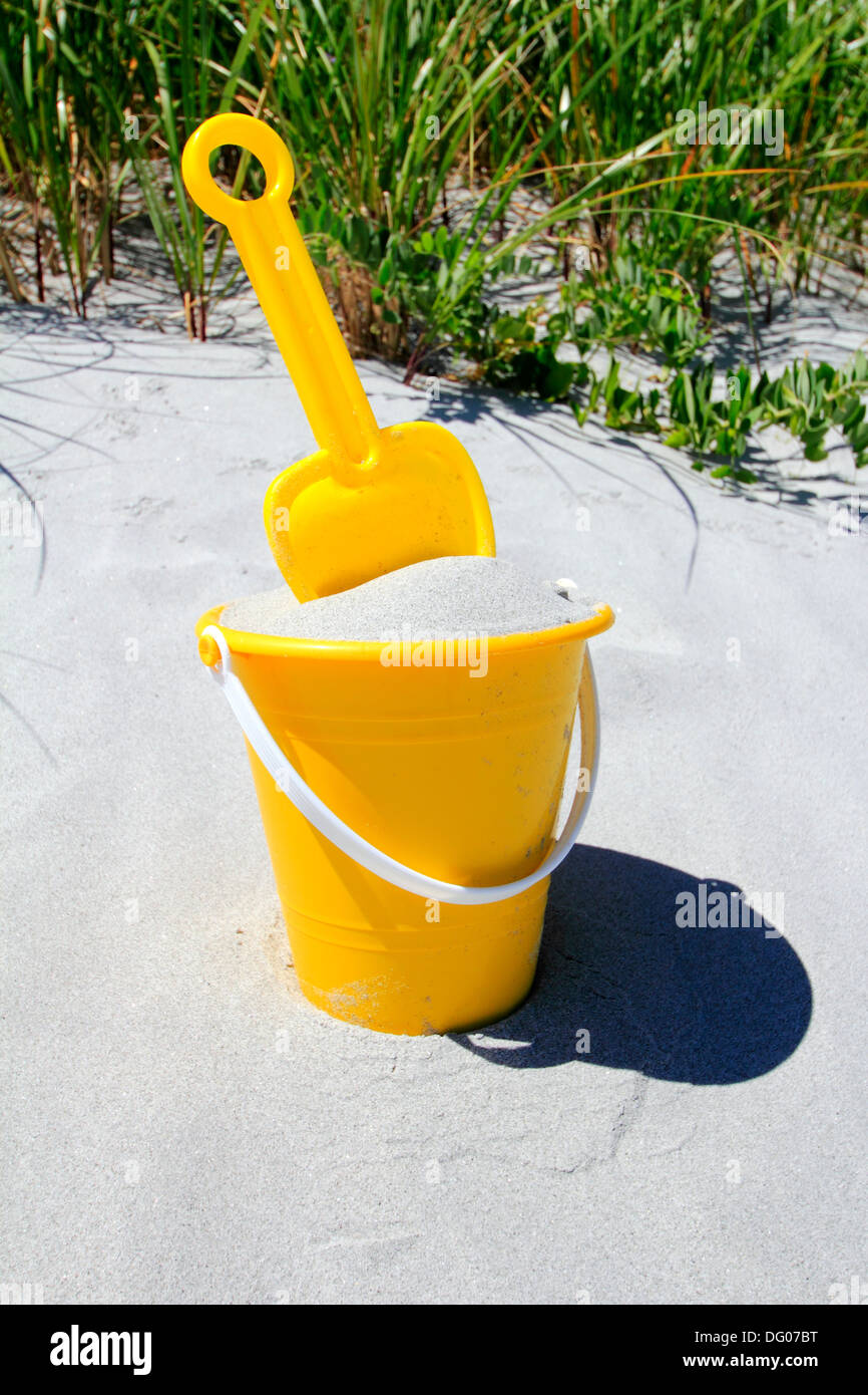 yellow beach bucket