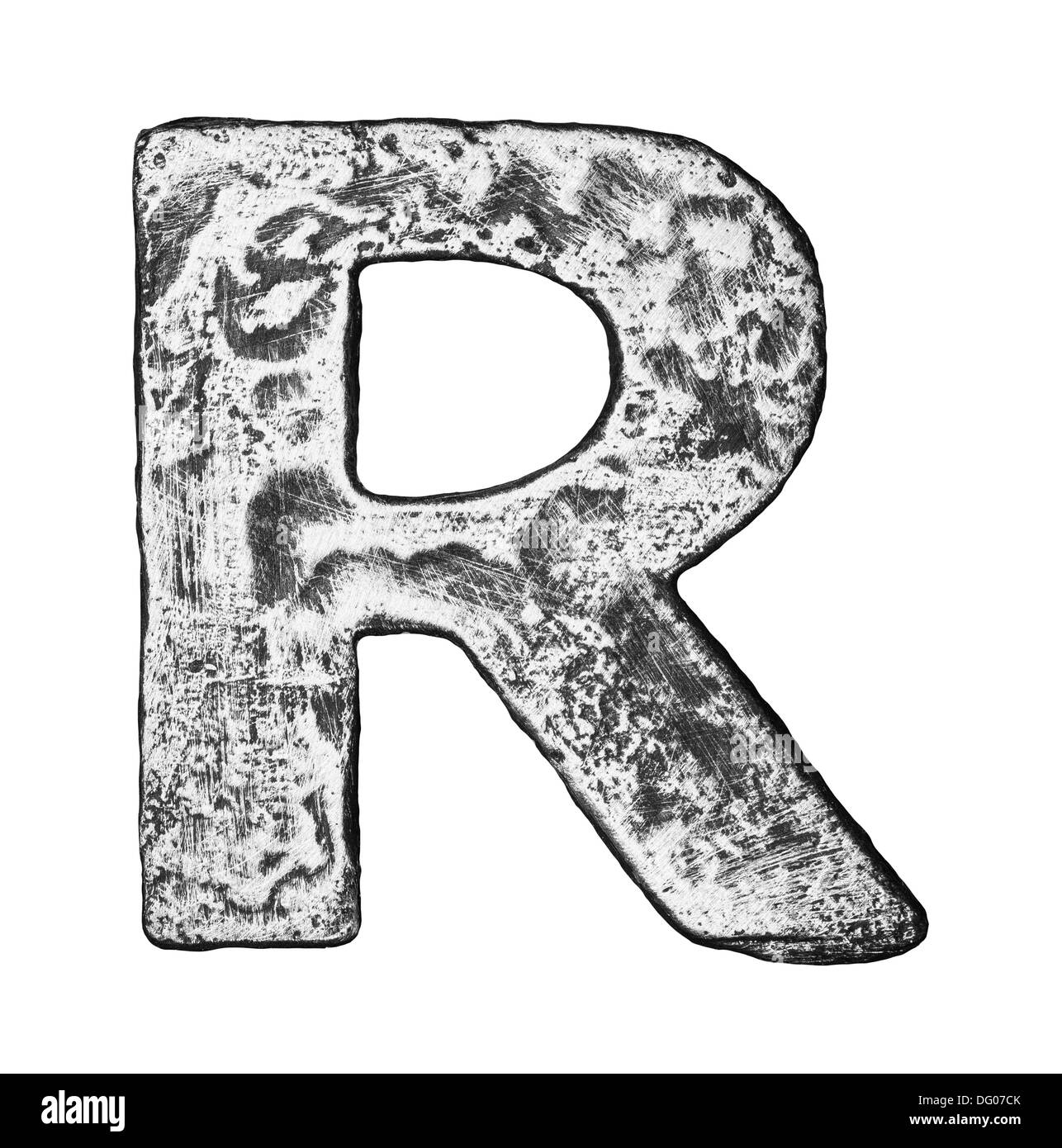Metal alloy alphabet letter R Stock Photo