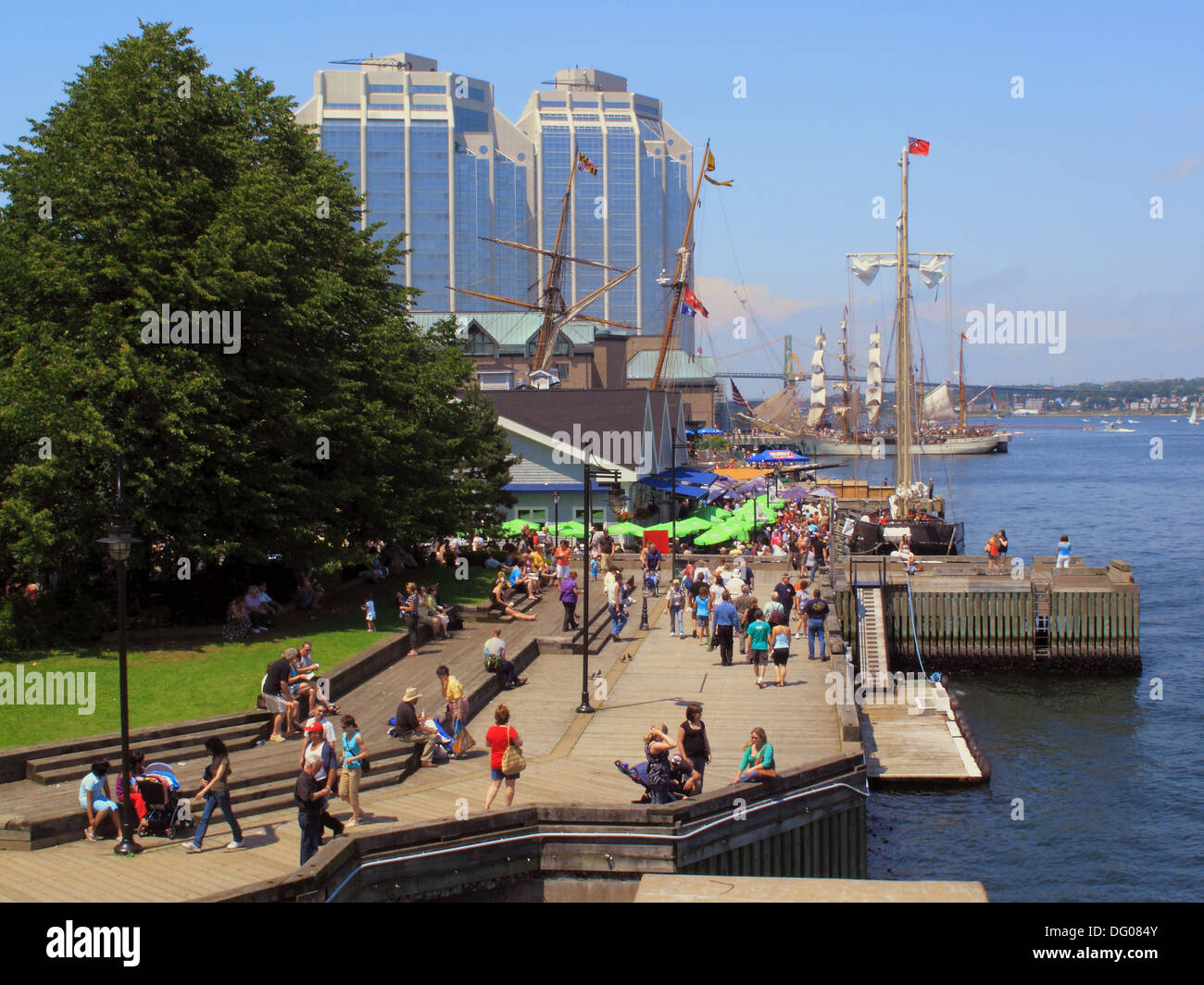 The Halifax Nova Scotia waterfront showing wharves, buildings and tall