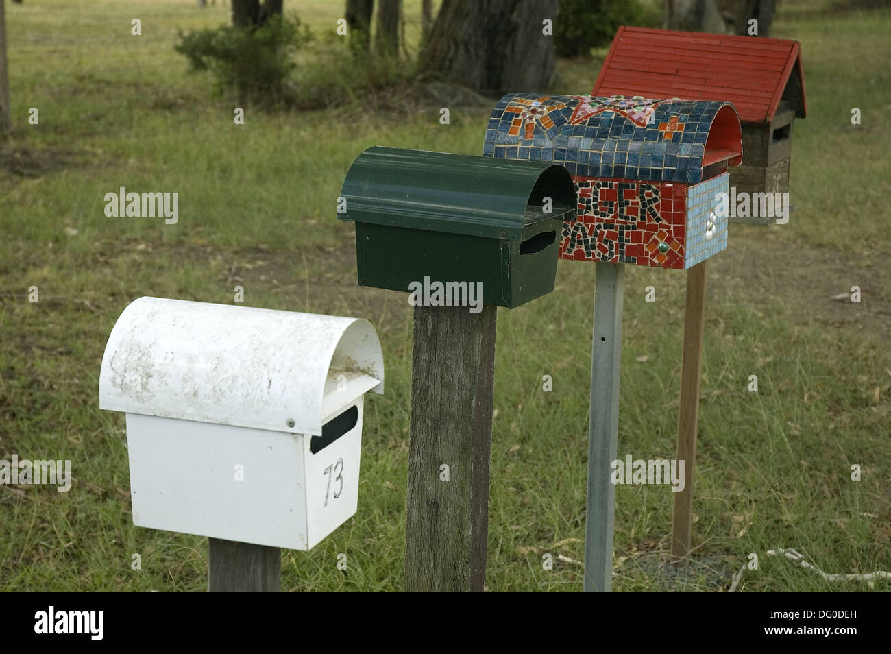 Letterboxes on the road in rural Queensland, Australia Stock Photo Alamy
