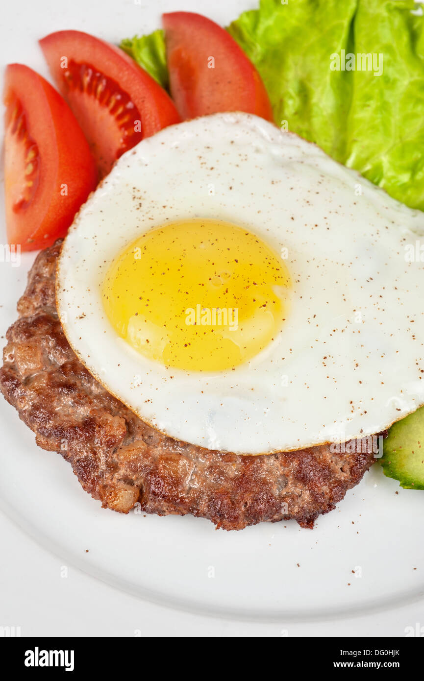 steak beef meat with fried egg Stock Photo - Alamy