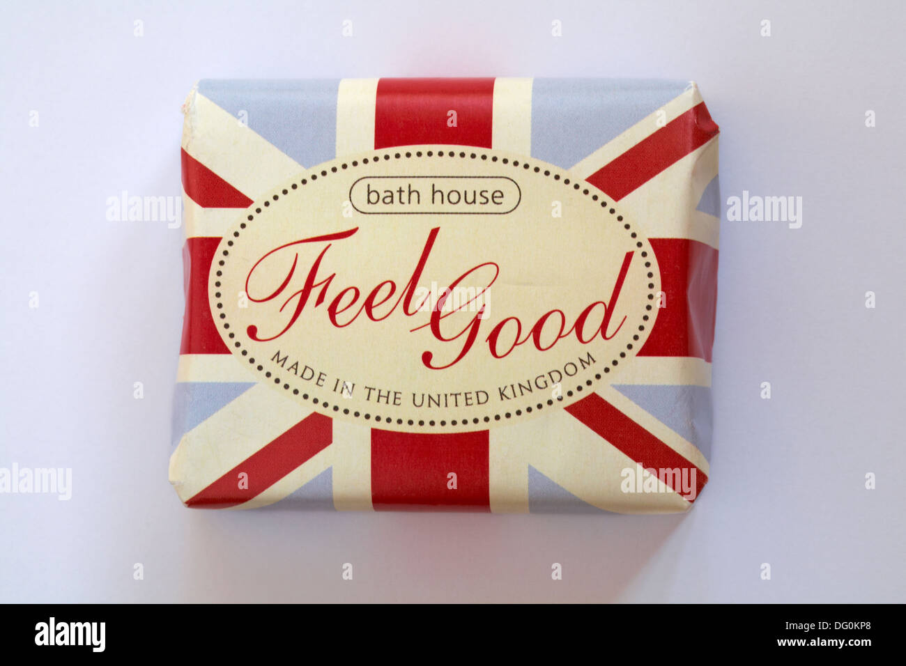 Bath House Feel Good bar of soap Made in the United Kingdom isolated on ...