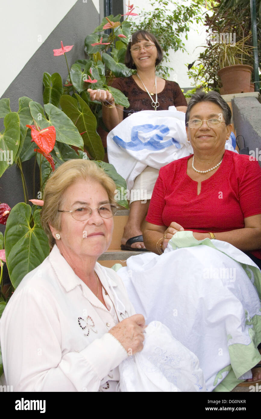 Traditional Embroidery work, Funchal, Madeira Stock Photo Alamy