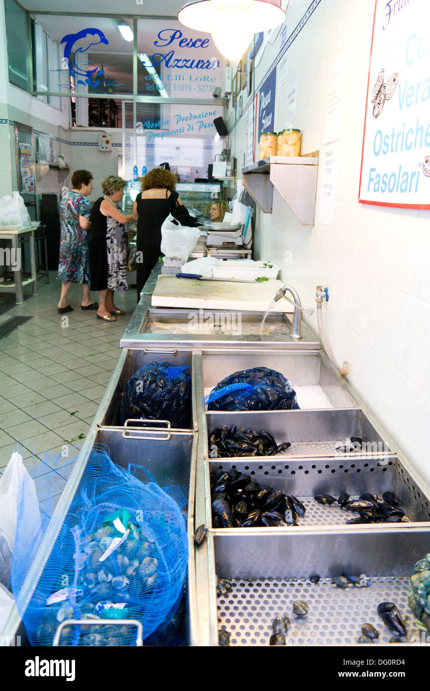 Fishmongers Giardini Naxos Sicily Italy Stock Photo